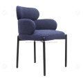 Matt blue metal velvet fabric Sylvie dining chair